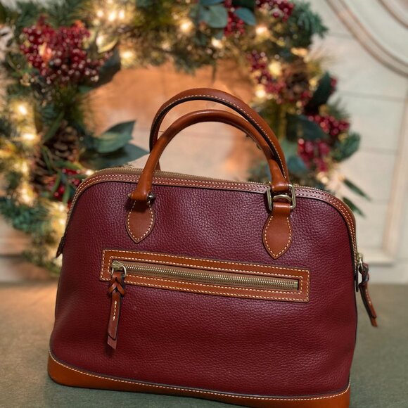Dooney & Bourke Pebble Grain Cranberry Deana Satchel - Picture 3 of 9